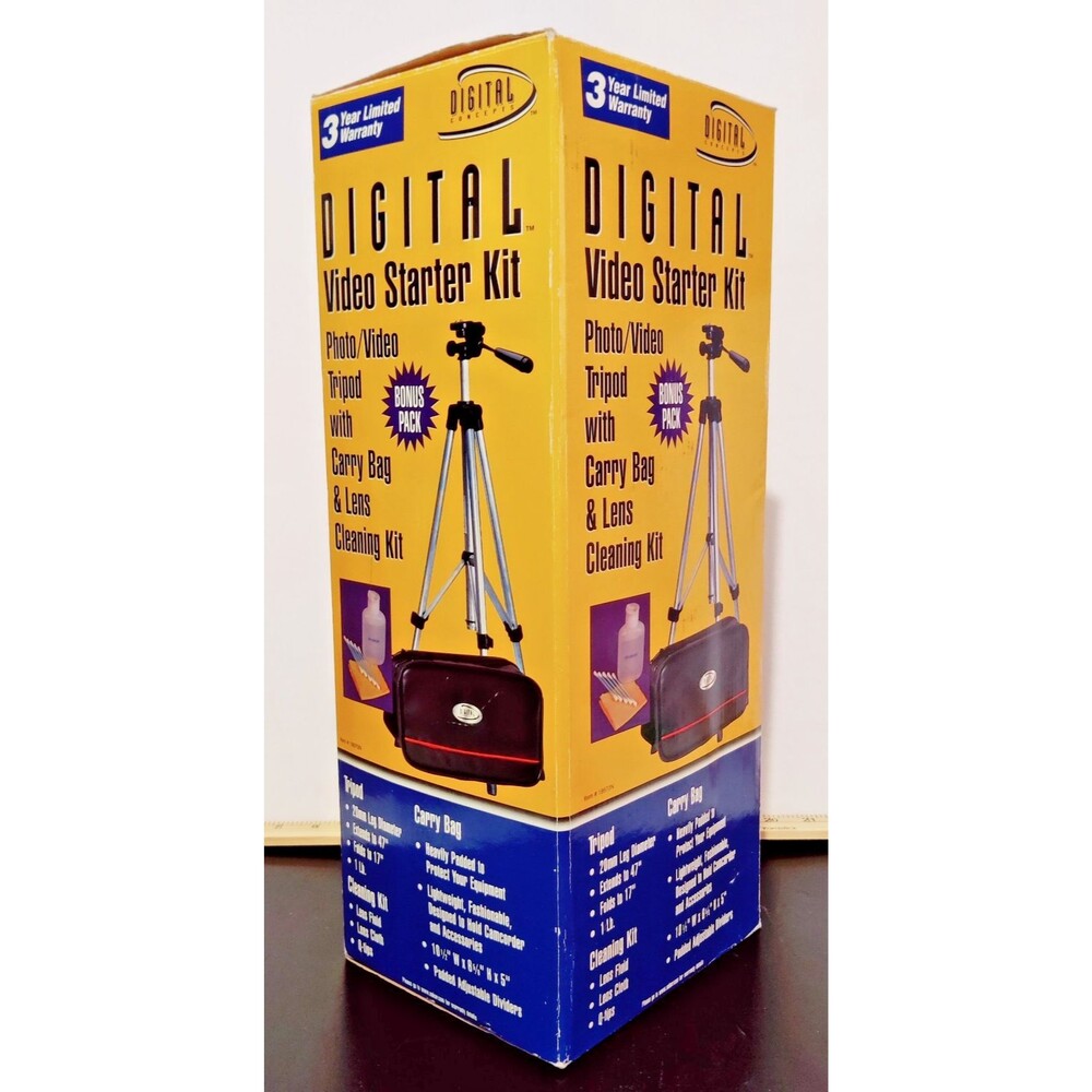 DIGITAL CONCEPTS TRIPOD VIDEO & CAMERA Starter Kit Extends to 47" Folds to 17"